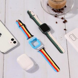 Apple watch 4 en 5 bandje 42mm - 44mm large siliconen blauw - rood - geel - zwart_003 | Watchbands-shop.nl