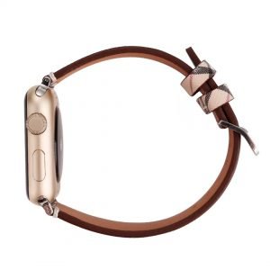 Apple Watch leren bandje Lattice met klassieke zilverkleurige gesp 38mm-40mm beige - zwart - rood_00 | Watchbands-shop.nl